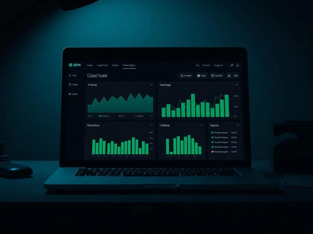 Cuadro de mando de Ategest SaaS en un portátil comparando el rendimiento de varios locales